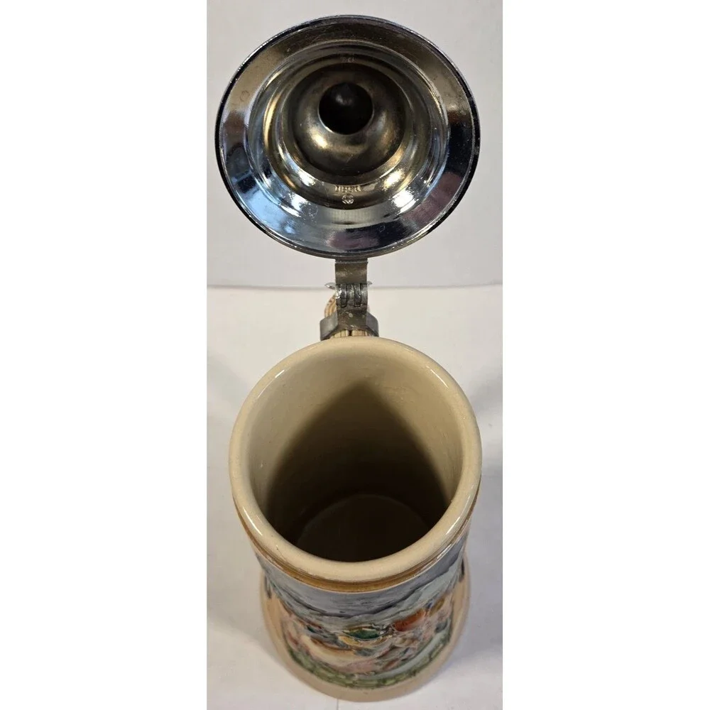 Vintage German Beer Stein Lidded Made‎ in West Germany Pewter Lid Alpine Scene